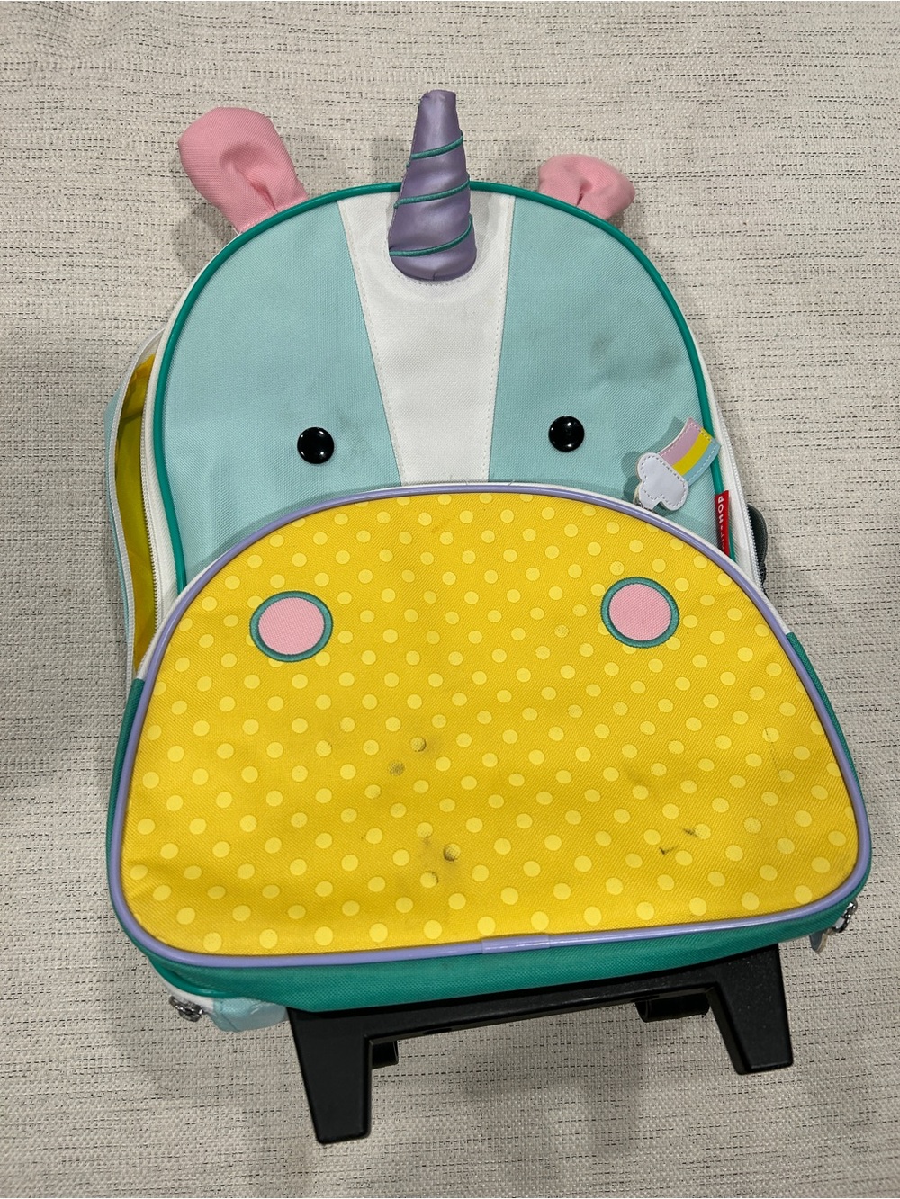 Discontinued Kids Unicorn Rolling Suitcase - Yellow & Teal